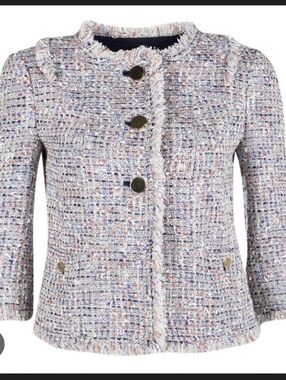 Tory Burch Multicolour Textured Tweed Cropped Jacket Size 2